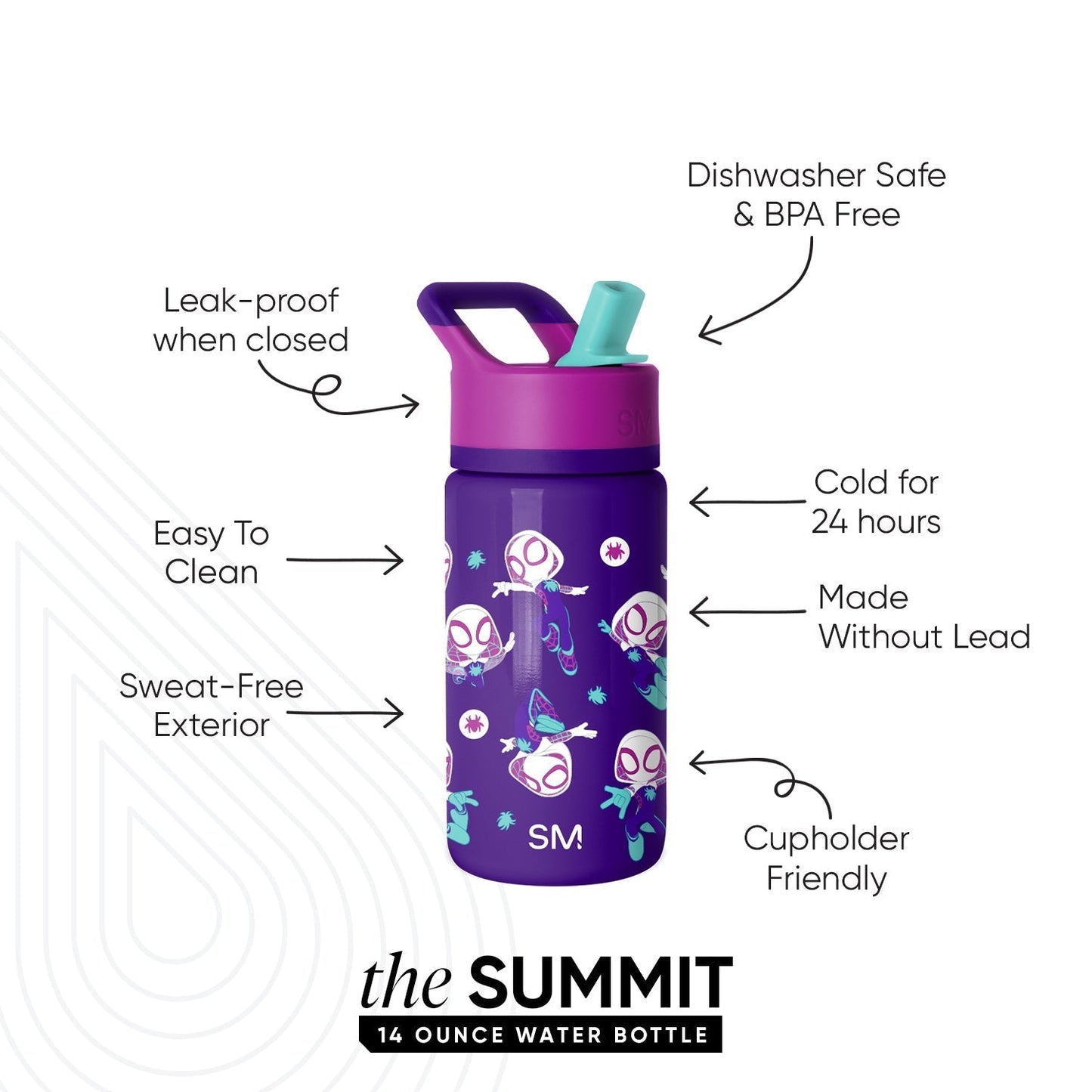 Summit Kids Water Bottle with Straw Lid