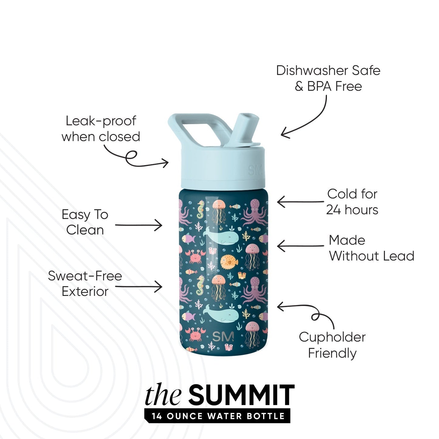 Summit Kids Water Bottle with Straw Lid