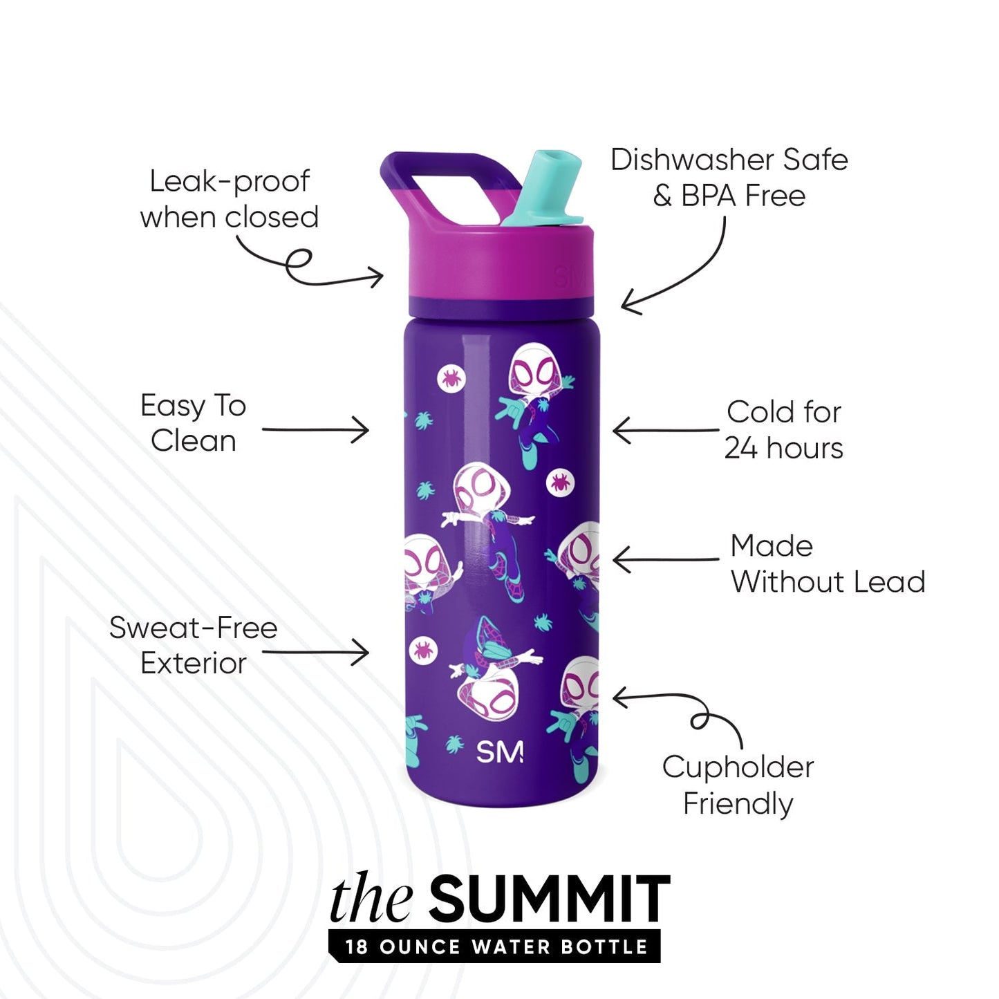 Summit Kids Water Bottle with Straw Lid